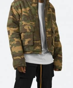Mnml Outerwear Cropped Puffer Jacket - Camo
