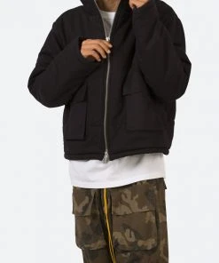 Mnml Cropped Puffer Jacket - Vintage Black