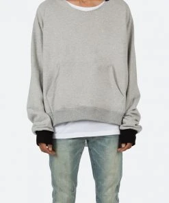 Mnml Outerwear Cut Neck Hoodie - Grey