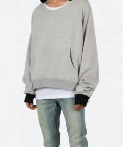 Mnml Outerwear Cut Neck Hoodie - Grey
