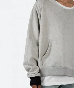Mnml Outerwear Cut Neck Hoodie - Grey