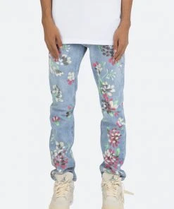 Mnml D27 Floral Straight Denim - Blue
