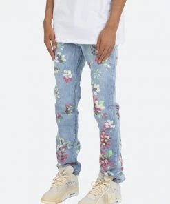 Mnml D27 Floral Straight Denim - Blue