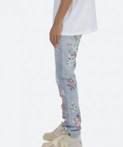 Mnml D27 Floral Straight Denim - Blue