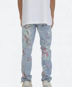 Mnml D27 Floral Straight Denim - Blue