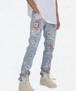 Mnml D27 Floral Straight Denim - Blue