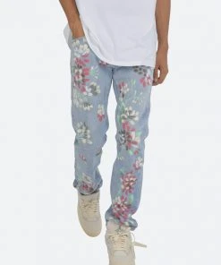 Mnml D27 Floral Straight Denim - Blue