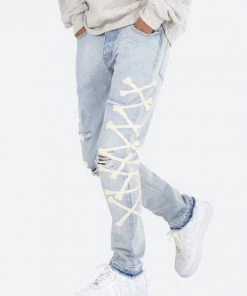 Mnml D279 Skeleton Straight Denim - Blue/White