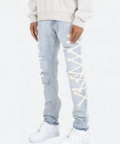 Mnml D279 Skeleton Straight Denim - Blue/White