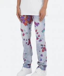 Mnml D281 Floral Straight Denim - Blue