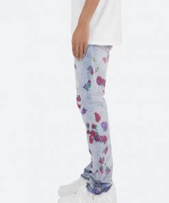 Mnml D281 Floral Straight Denim - Blue