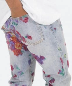 Mnml D281 Floral Straight Denim - Blue