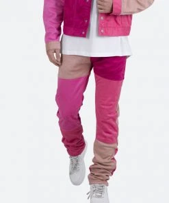 Mnml D354 Patchwork Straight Denim - Pink