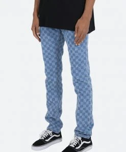 Mnml D407 Checker Straight Denim - Blue