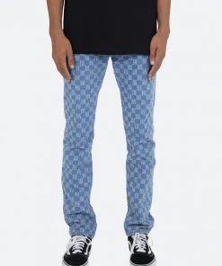 Mnml D407 Checker Straight Denim - Blue
