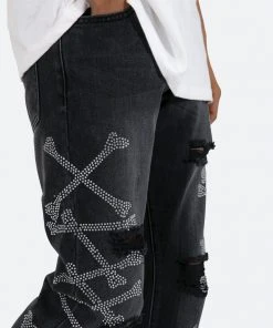 Mnml D419 Rhinestone Straight Denim - Black