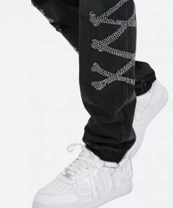 Mnml D419 Rhinestone Straight Denim - Black