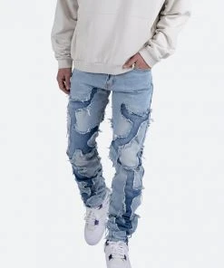 Mnml D423 Cracked Straight Denim - Blue