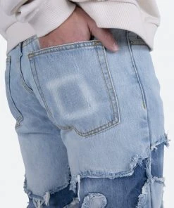 Mnml D423 Cracked Straight Denim - Blue