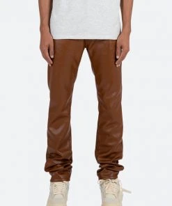 Mnml D444 Leather Straight Pants - Brown