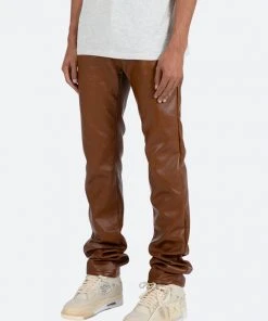 Mnml D444 Leather Straight Pants - Brown