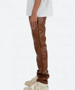 Mnml D444 Leather Straight Pants - Brown