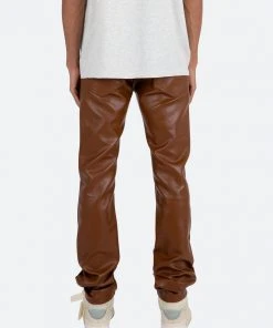 Mnml D444 Leather Straight Pants - Brown