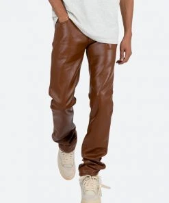Mnml D444 Leather Straight Pants - Brown