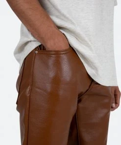 Mnml D444 Leather Straight Pants - Brown