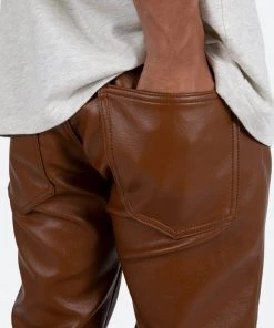 Mnml D444 Leather Straight Pants - Brown