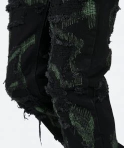 Mnml D456 Repaired Straight Denim - Black/Green