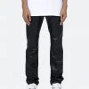 Mnml D481 Leather Straight Pants - Black Denim