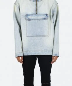 Mnml Denim Pullover Jacket - Blue Outerwear