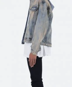 Mnml Detachable Hood Trucker Jacket - Blue