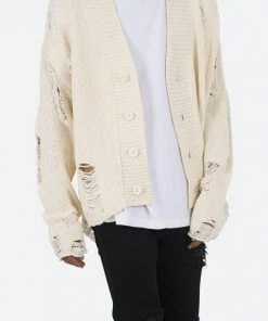 Mnml Distressed Cardigan - Off White