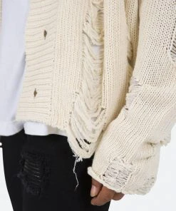 Mnml Distressed Cardigan - Off White