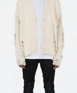 Mnml Distressed Cardigan - Off White