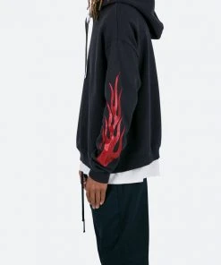 Mnml Flame Cropped Hoodie - Black