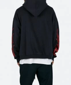 Mnml Flame Cropped Hoodie - Black