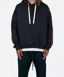 Mnml Flame Cropped Hoodie - Black