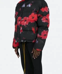 Mnml Floral Puffer Jacket - Multi