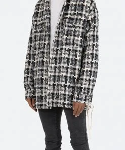 Mnml Laced Loose Woven Shirt - Black/White Tops