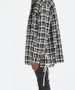 Mnml Laced Loose Woven Shirt - Black/White Tops