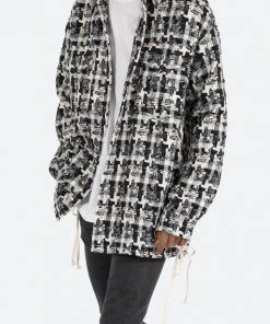 Mnml Laced Loose Woven Shirt - Black/White Tops