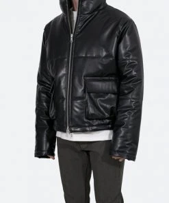 Mnml Leather Cropped Puffer - Black Outerwear