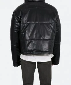 Mnml Leather Cropped Puffer - Black Outerwear