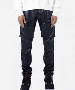 Mnml Leather Snap Cargo Pants - Black Bottoms