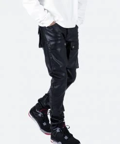 Mnml Leather Snap Cargo Pants - Black Bottoms
