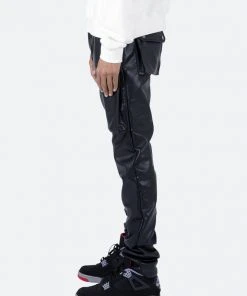 Mnml Leather Snap Cargo Pants - Black Bottoms