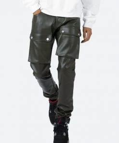 Mnml Leather Snap Cargo Pants - Olive